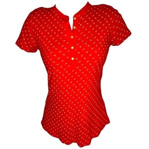 Chaps Red with White Anchors Top - Size S